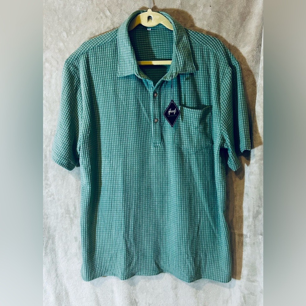 Hooey Sage Green Waffle Polo Shirt